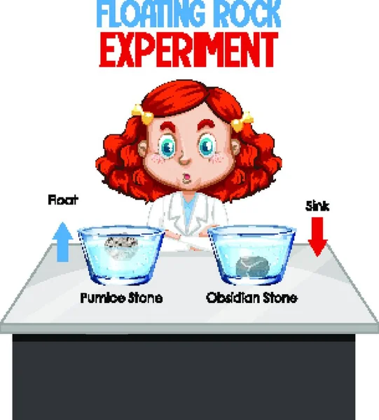 Young Scientist Floating Rock Experiment — Stock Vector