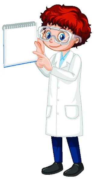 研究室のコートを着た少年漫画のキャラクター — ストックベクタ