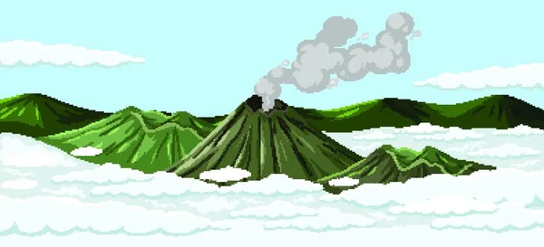 Volkan Gökyüzü Sahnesinde Vektör Çizimi Basit Tasarım — Stok Vektör