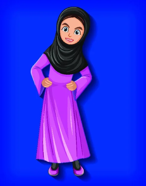 Beautiful Arabic Lady Cartoon Character — 스톡 벡터