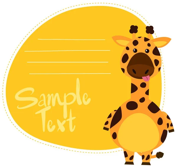 Cartoon Giraffe Note Template — Stock Vector