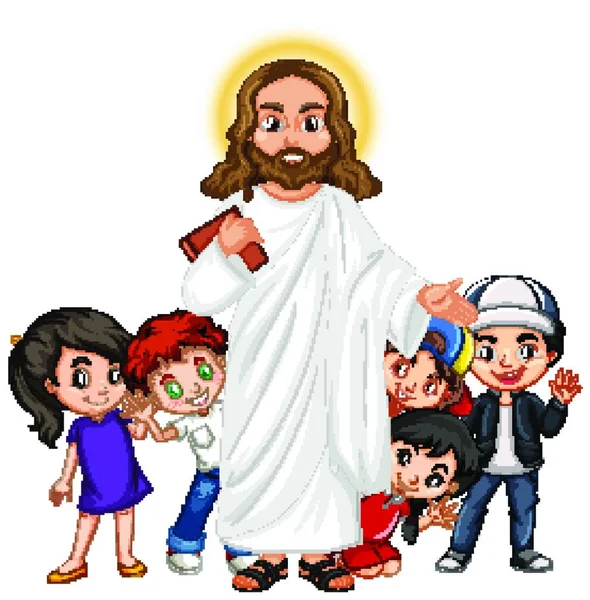 Jezus Postacią Kreskówki Dla Dzieci — Wektor stockowy