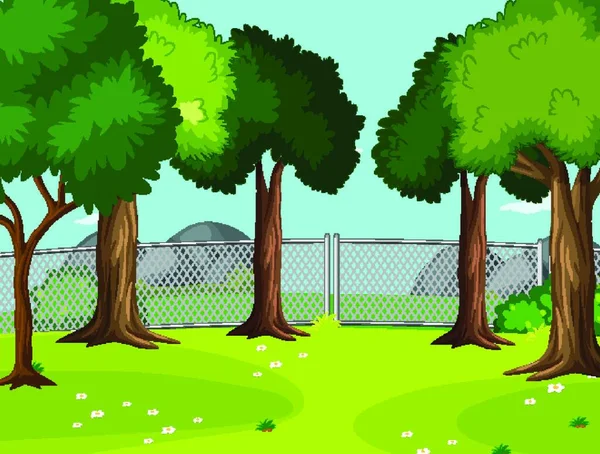Blank Scene Park Big Trees — Stock Vector