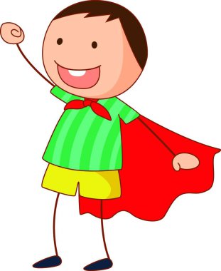 Küçük çocuk süper kahraman vektör çizimi