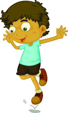 Sevimli çizgi film çocuğu afişi, vektör illüstrasyonu