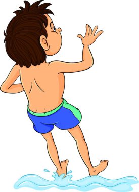 Sevimli çizgi film çocuğu afişi, vektör illüstrasyonu