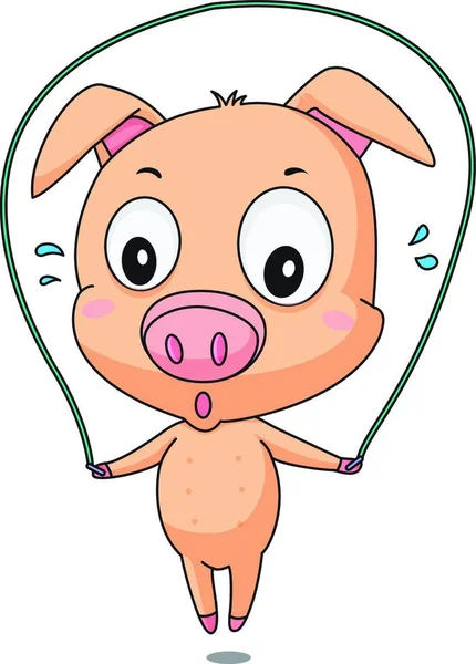 Skipping Pig Icon Vector Illustration — Stock Vector