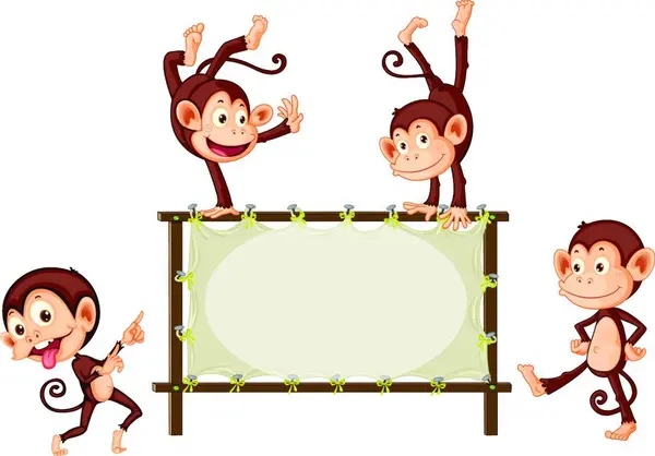Illustration Monkey Sign — Stock Vector