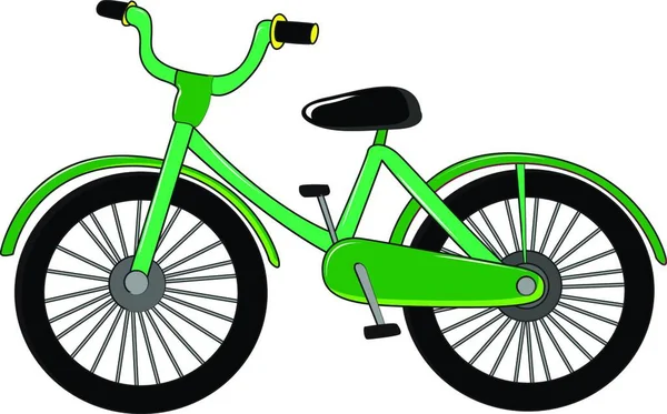 Pequeña Bicicleta Verde Vector Ilustración — Vector de stock