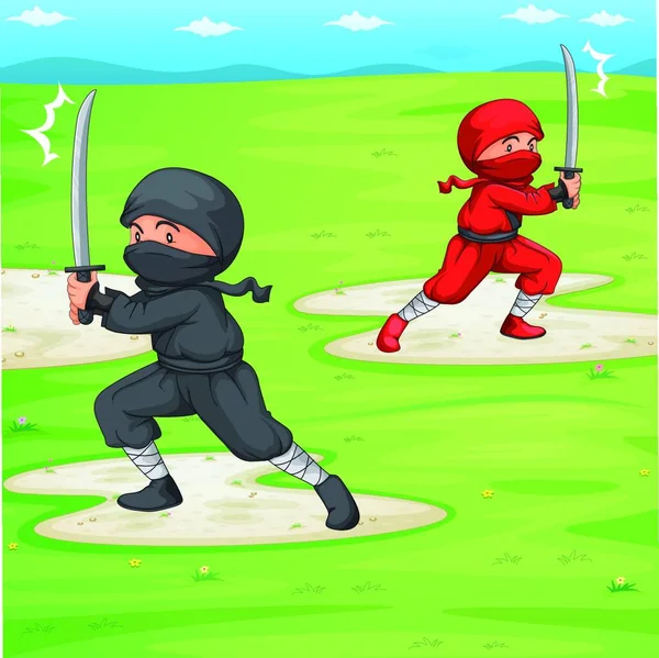 Ninja Bunte Vektorillustration — Stockvektor