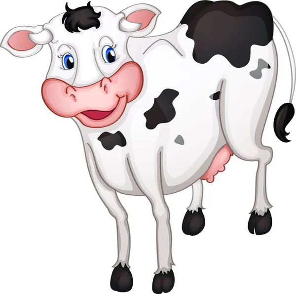 Desenhos Animados Bonito Vaca Vetor Ilustração — Vetor de Stock