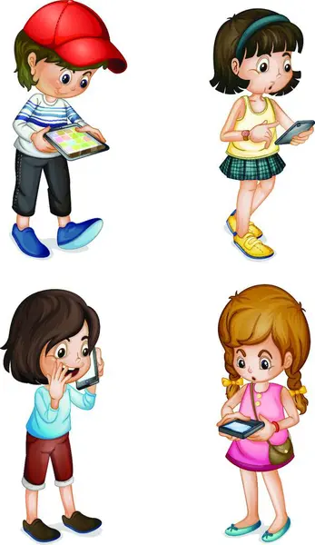 Cute Kids Characters Vector Template — Stock Vector