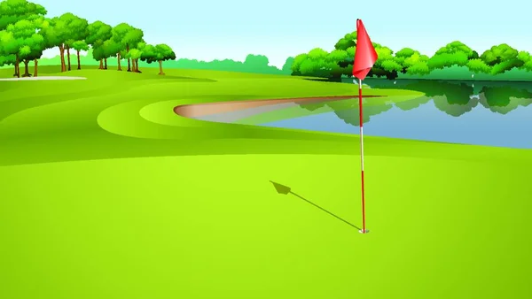 Golfbaan Kleurrijke Vector Illustratie — Stockvector