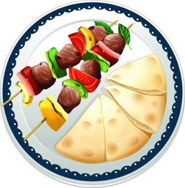 Yemek ve ekmeğin çizimi