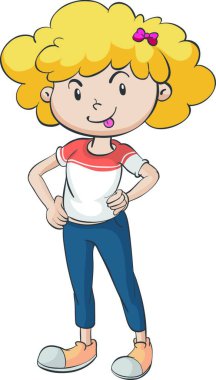 karikatür kızı ikon vektör çizimi