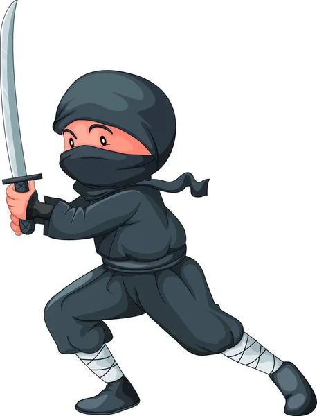 Ninja Auf Weißer Vektorillustration — Stockvektor
