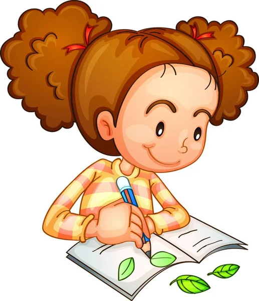 Girl Studying Vector Illustration — Stock Vector