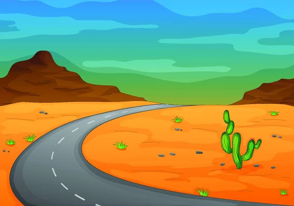 砂漠の道路のイラスト — ストックベクタ