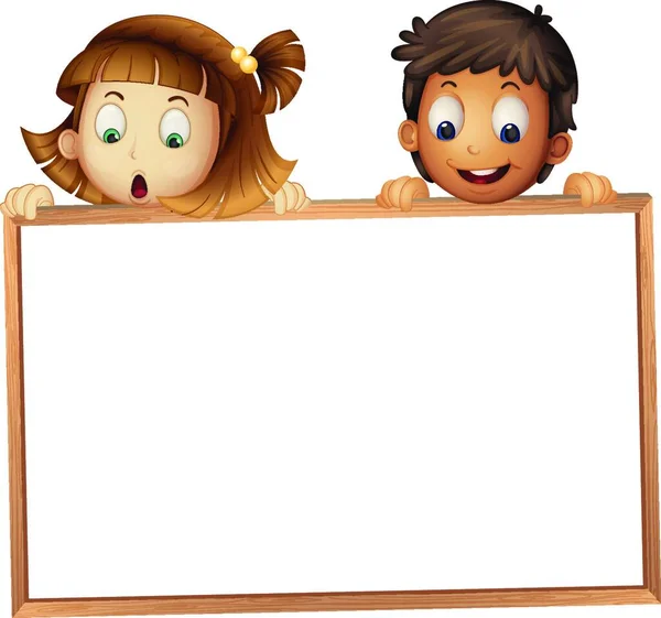 Kids Showing Board Colorful Vector Illustration — Stock Vector