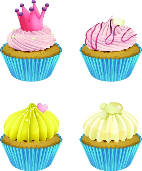 Cupcake Colorati Web Illustrazione Vettoriale — Vettoriale Stock