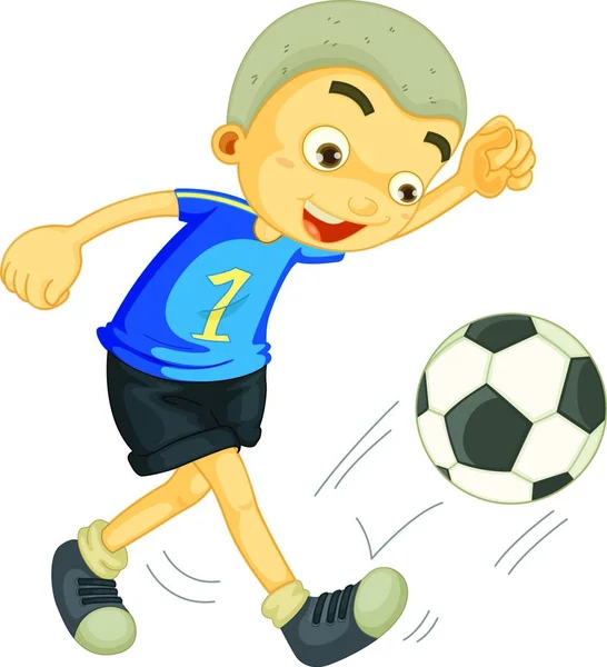 Boy Playing Football — Stock Vector