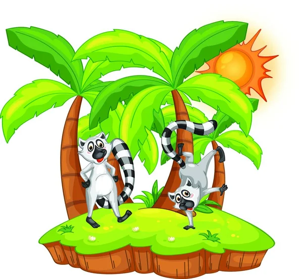 Illustration Lemur Island — Stock Vector