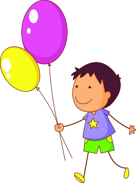 Vektor Illustration Von Kind Mit Luftballons — Stockvektor