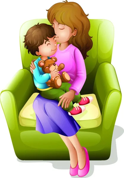Illustration Mère Enfant — Image vectorielle