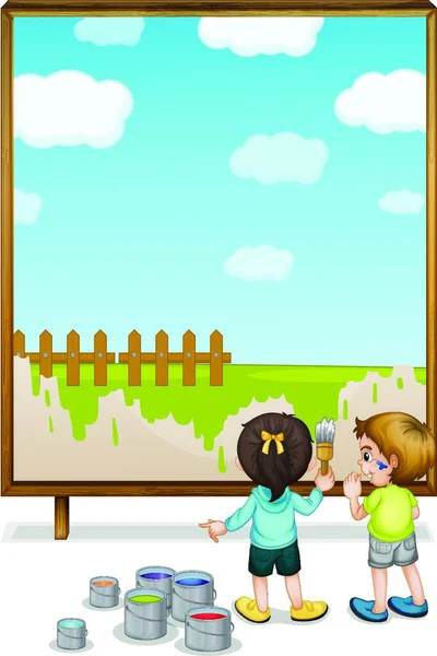 Dětská Malba Barevná Vektorová Ilustrace — Stockový vektor
