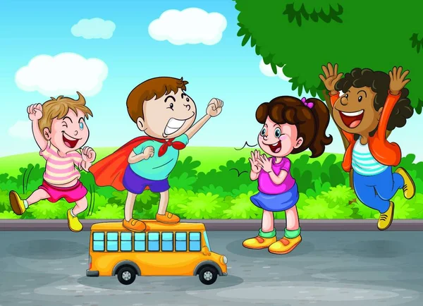 Illustrazione Moderna Del Vettore Del Bus Dei Giocattoli Dei Bambini — Vettoriale Stock