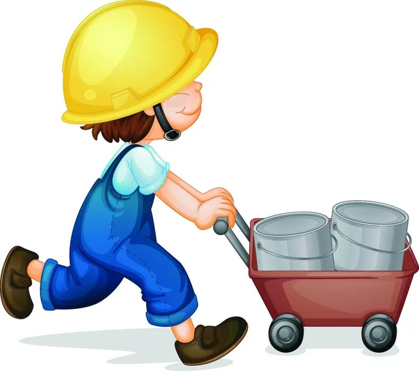 Boy Construction Working Vector Illustration — Stock Vector