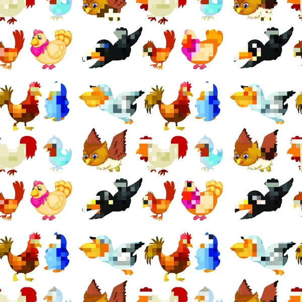 Birds Set Modern Vector Illustration — Stock Vector