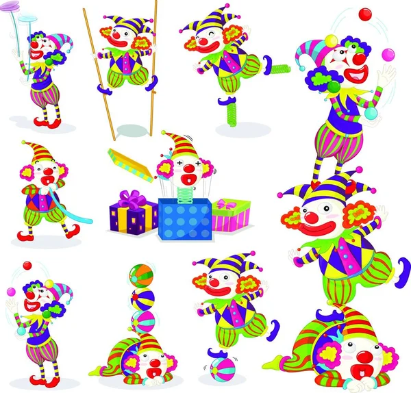 Illustration Des Jokers Diverses Activités — Image vectorielle