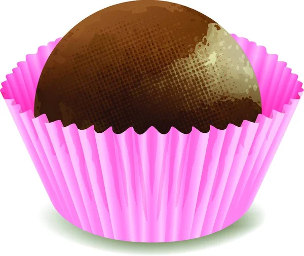 Illustration Chokladkakan Pink Cupcake — Stock vektor