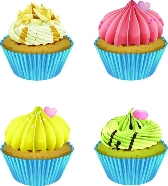 Colorful Cupcakes Web Vector Illustration — Stock Vector