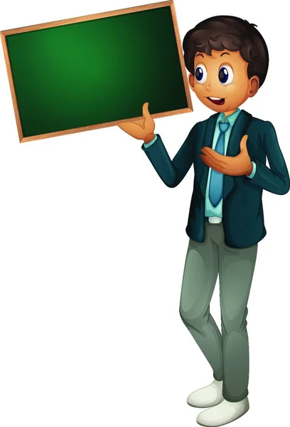 Boy Holding Sign Vector Illustration — Stock Vector