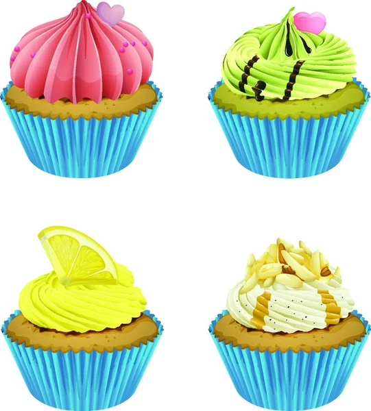 Illustration Des Cupcakes — Image vectorielle