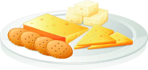ビスケットとチーズのイラスト — ストックベクタ