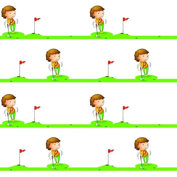 Golf Playing Boy Modern Vector Illustration — Stock Vector