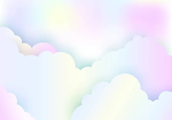Nublado Arco Iris Color Pastel Cielo Fondo Papel Corte Estilo — Vector de stock