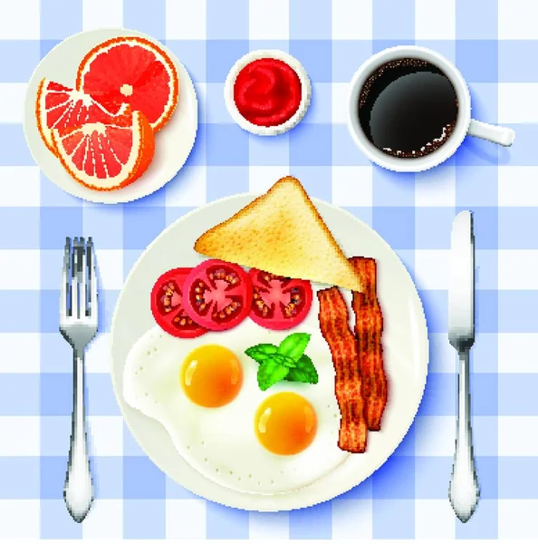 Amerikan Tam Kahvaltı Üstü Görünümü Görüntü — Stok Vektör
