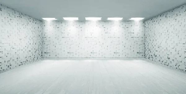 Lege Kamer Met Witte Bakstenen Muren Studio — Stockvector