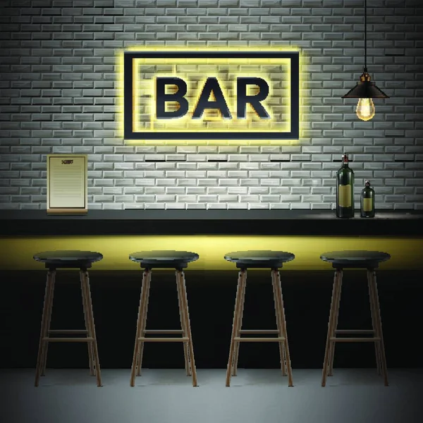 Bar Pub Vektor Interior Illustration - Stok Vektor