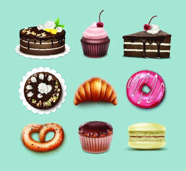Confectionery Set Simple Vector Illustration — Wektor stockowy