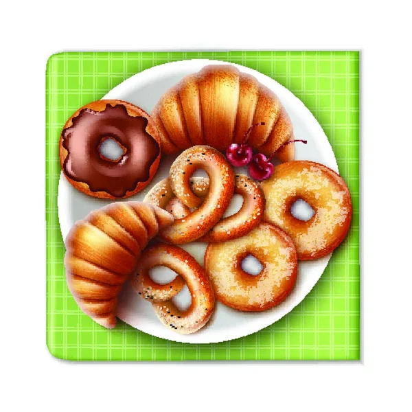 Símbolos Panadería Ilustración Plantilla Web — Vector de stock