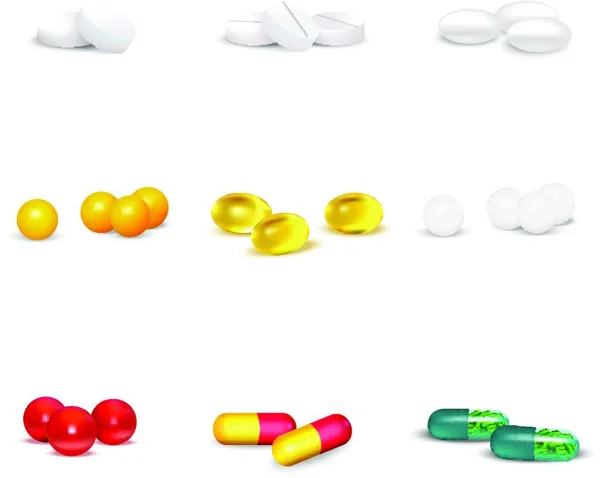 Pilules Set Illustration Vectorielle — Image vectorielle