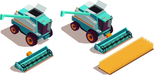 Agricultural Machines Isometric Set — Stock Vector