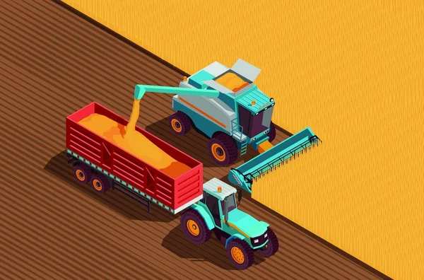 Tarım Makineleri Arkaplanı Renkli Vektör Çizimi — Stok Vektör