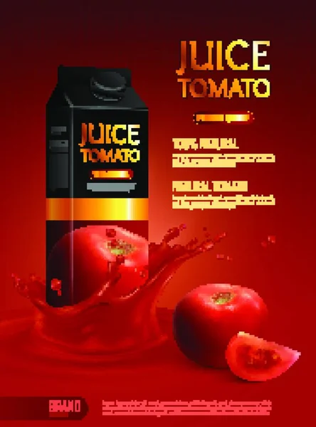 トマトジュースコンポジション カラフルなベクターイラスト — ストックベクタ