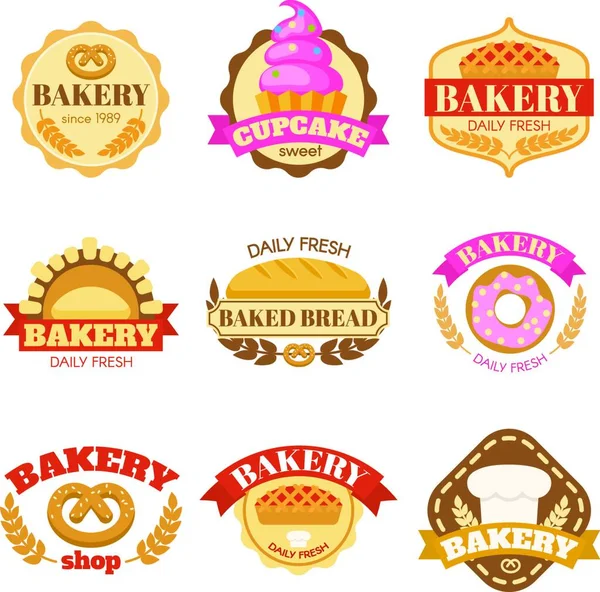 面包店符号图解 网页模板 — 图库矢量图片